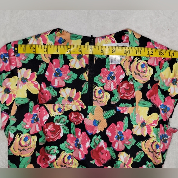 London Designer Helene Berman Floral Dress Size 6 Black Lining With Tulle - Picture 5 of 12